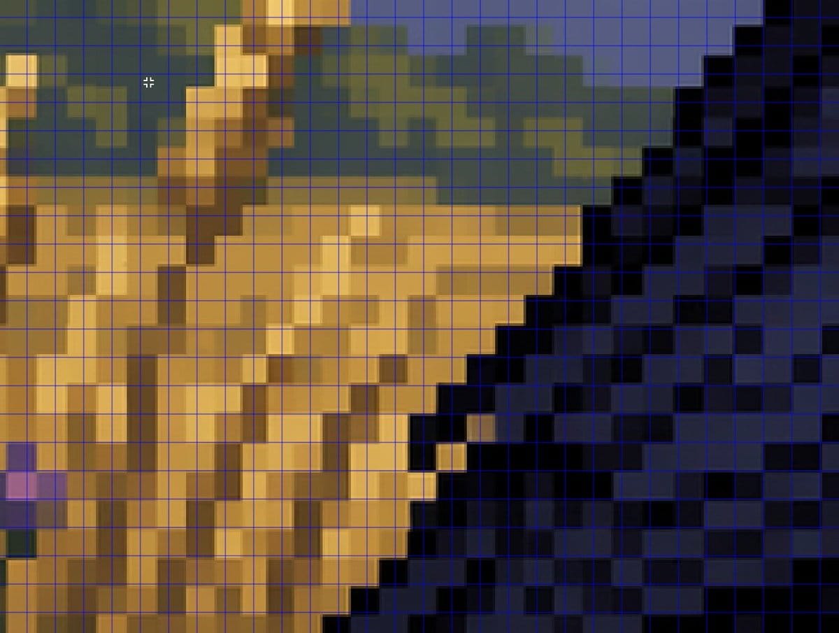 Pseudo-pixel art zoom analysis: AI imitates retro game aesthetics