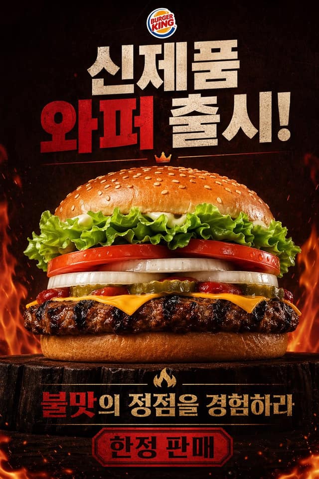 نمونهٔ 火辣 Burger King 皇堡海报 - 韩式促销设计