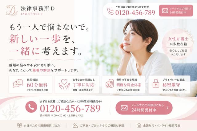 日本离婚律所LP首屏设计｜优雅女性化高转化落地页
