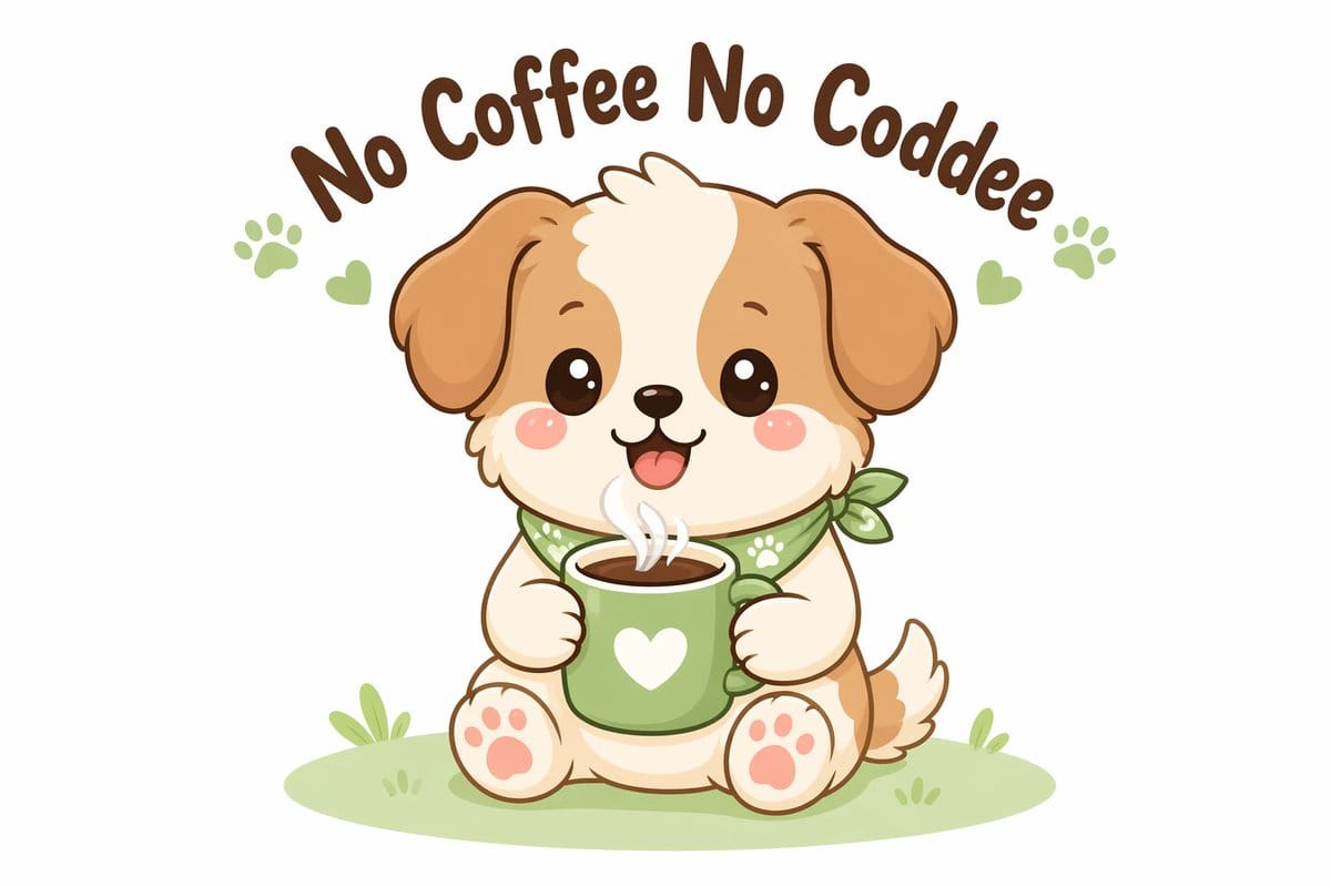 Cute Coffee Dog Vector Illustration | Macaron Color Cartoon Animals