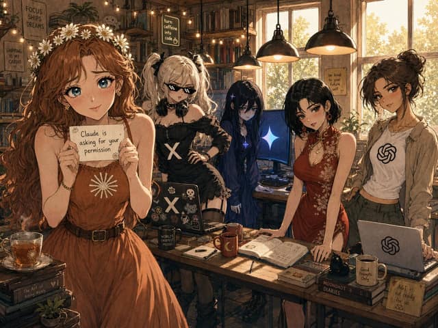 نمونهٔ Cozy AI工作室：创业少女的动漫合影