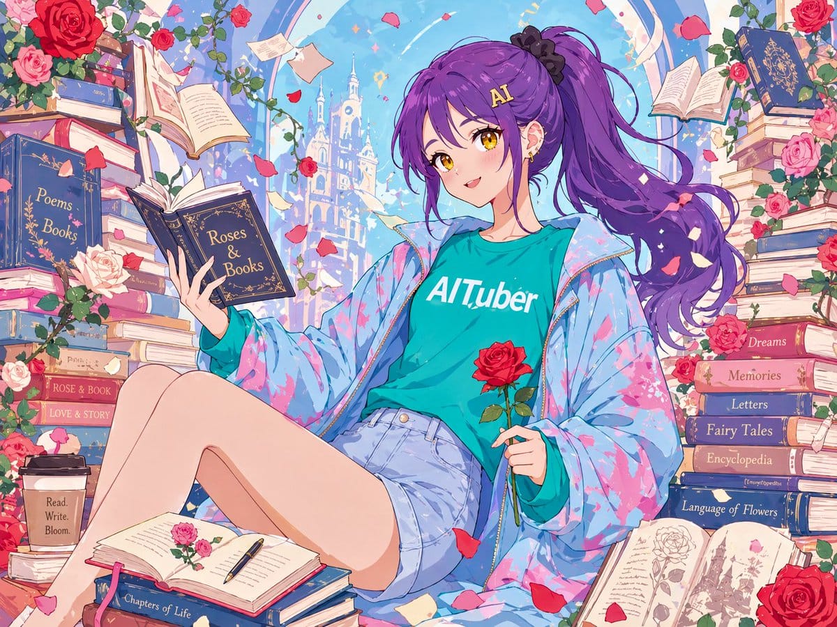 Anime-style rose book ending illustration | Spring commemorative visual