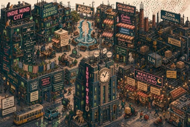等轴测蒸汽朋克-赛博科技街区插画