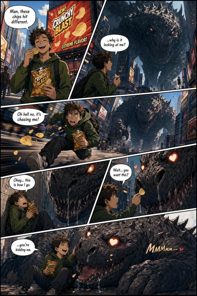 نمونهٔ 美式漫画条漫模板｜六格电影感叙事