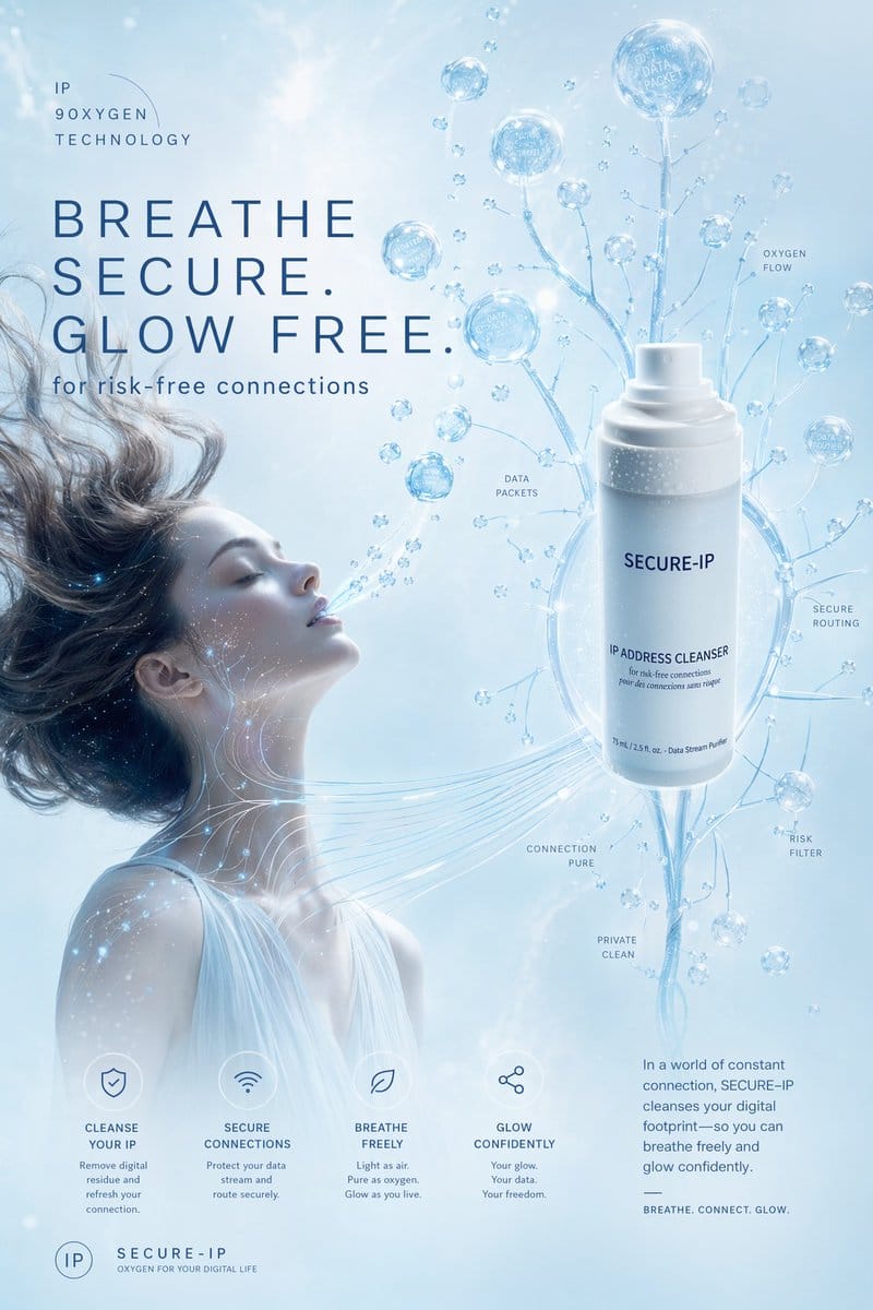 未来感SECURE-IP数字净化广告海报设计提示词