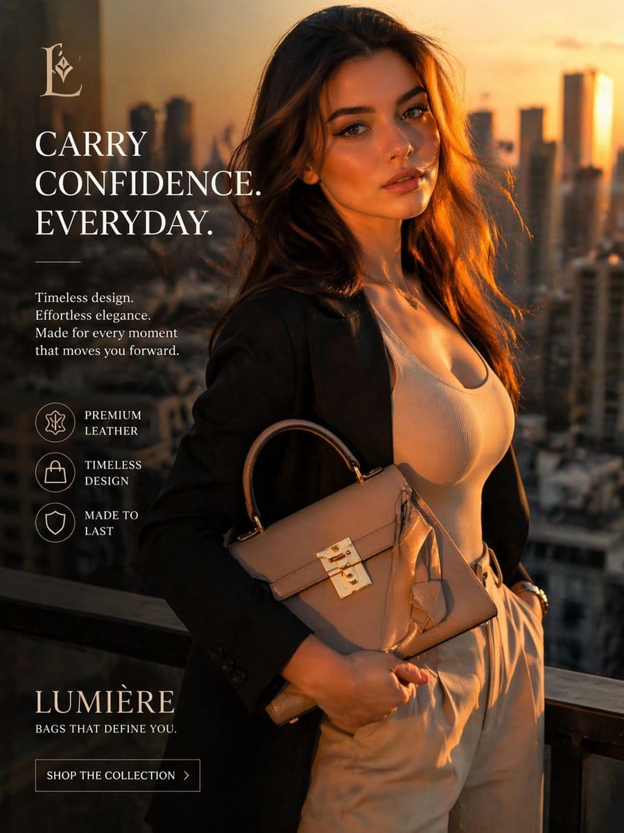 Luxury handbag sunset ad | High-end fashion e-commerce photography tips