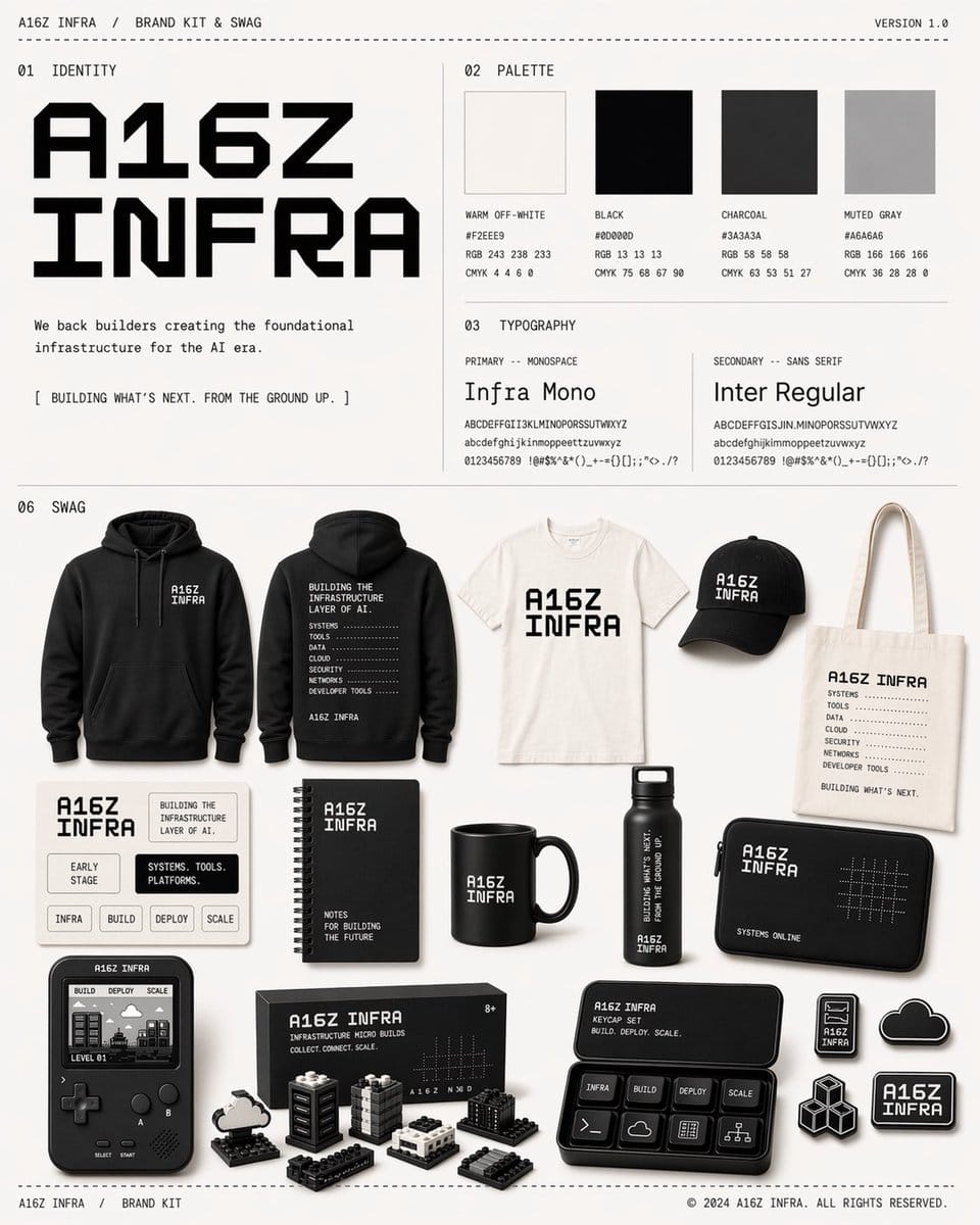 A16Z INFRA 品牌工具包 - 瑞士风格样机展示