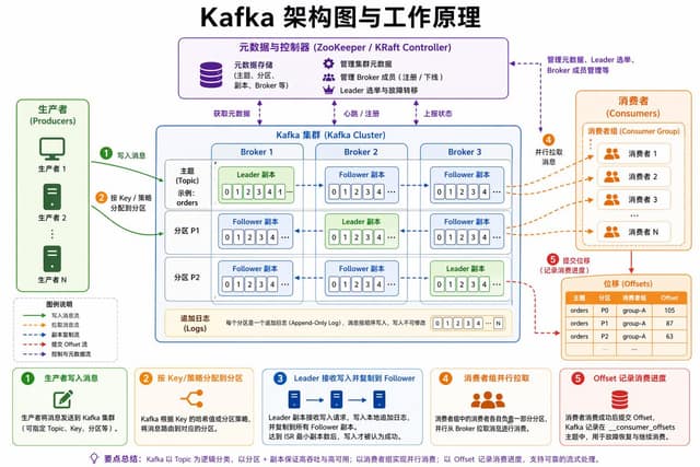 نمونهٔ Kafka架构原理图解，核心组件一网打尽
