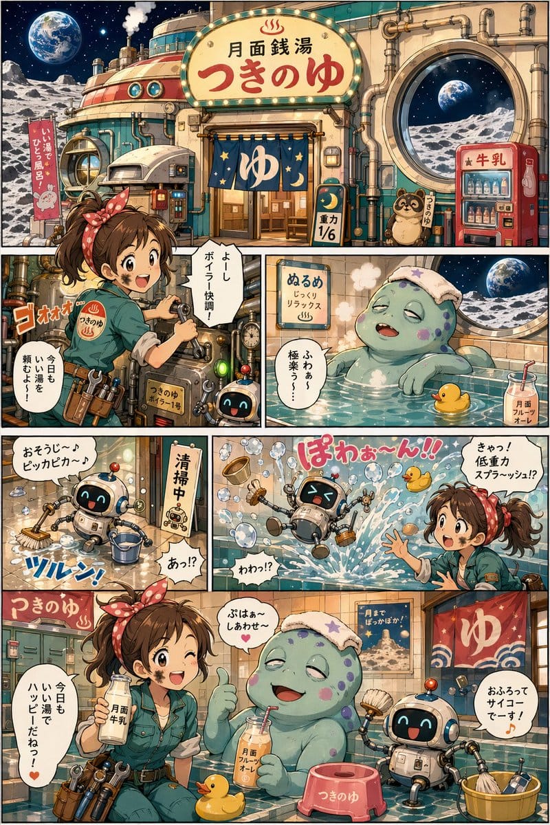 Moon Bathhouse Comedy Comics: Retro-Futuristic Japanese Warm and Funny