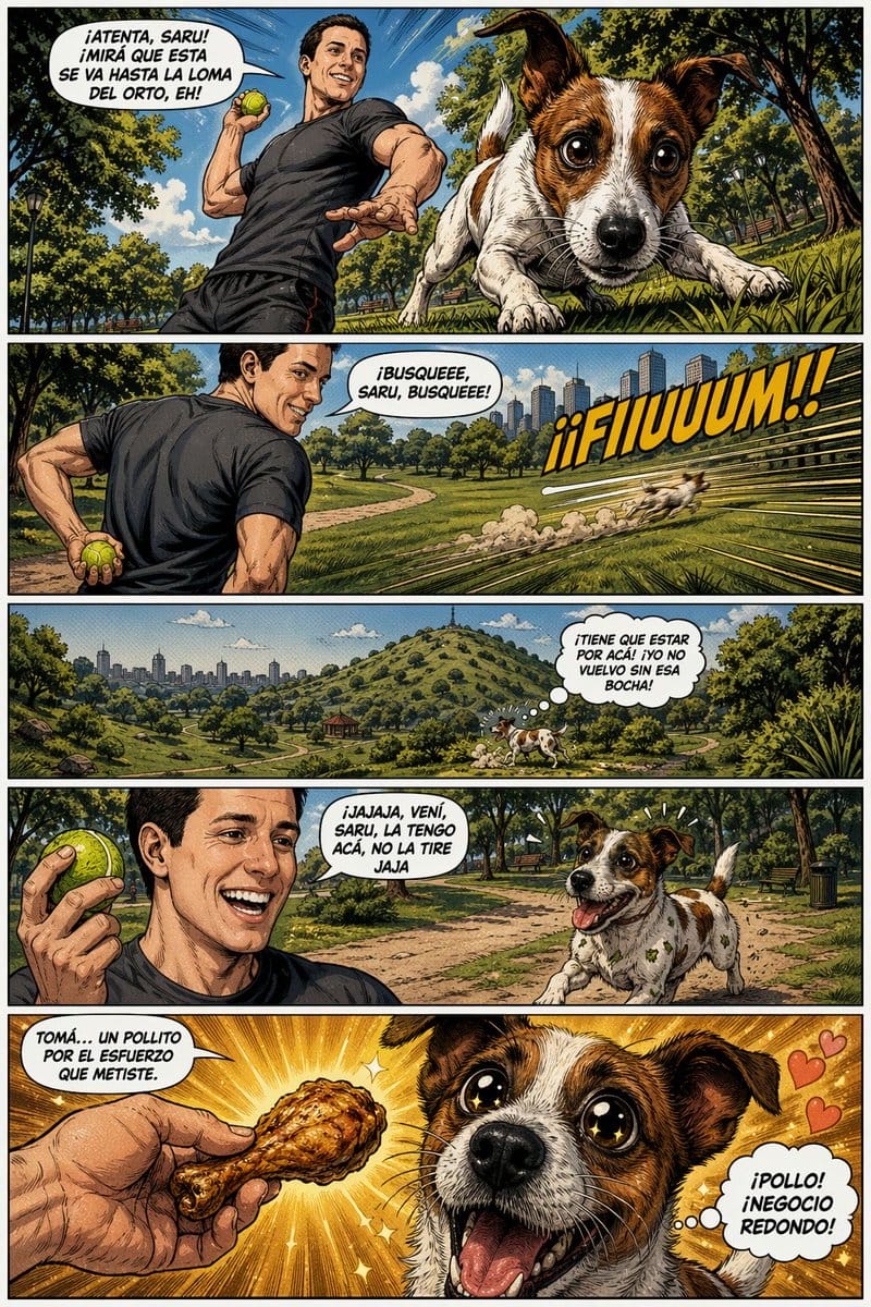 Funny Dog Park Comics: Owner and furry chase