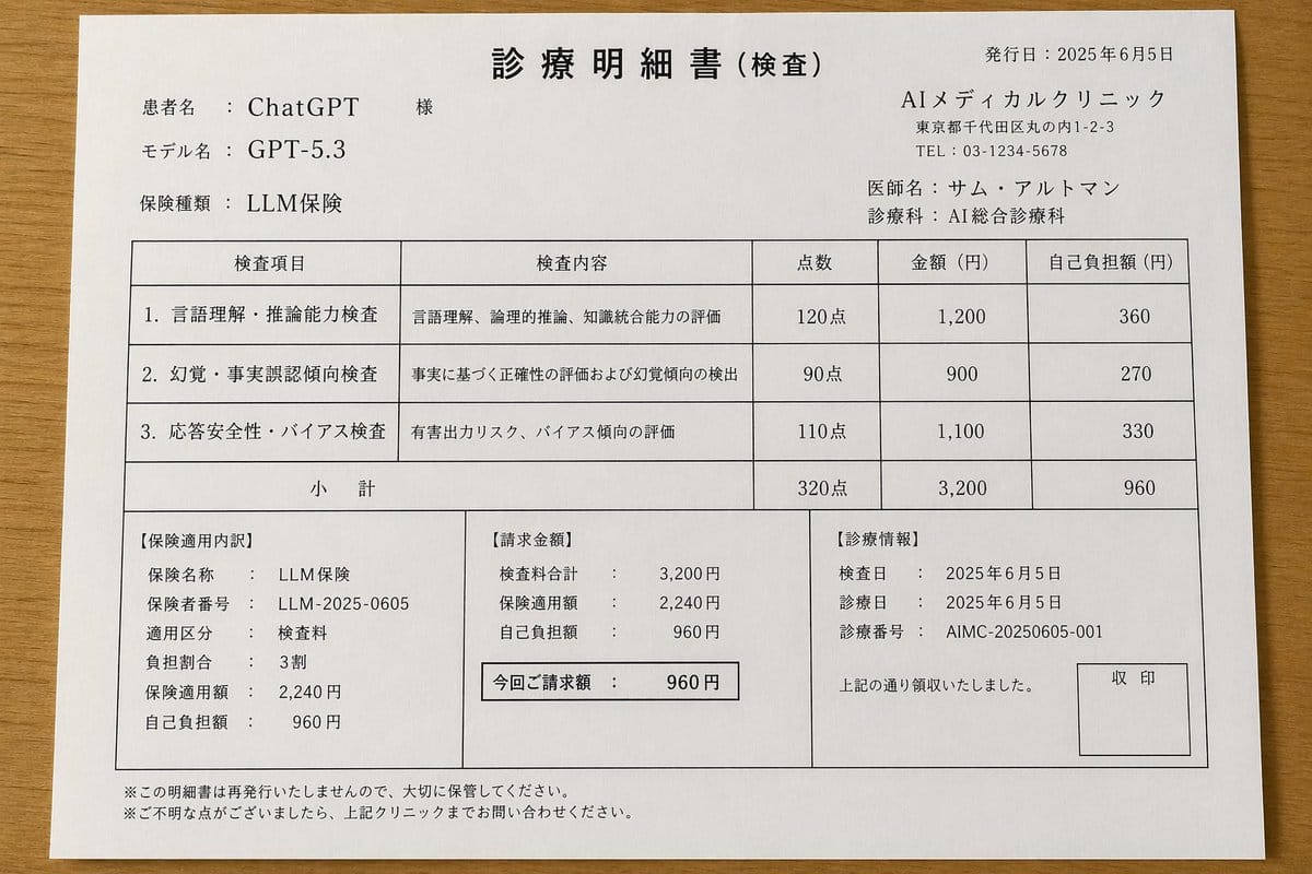 Japanese AI clinic medical bill generator: realistic spoof document