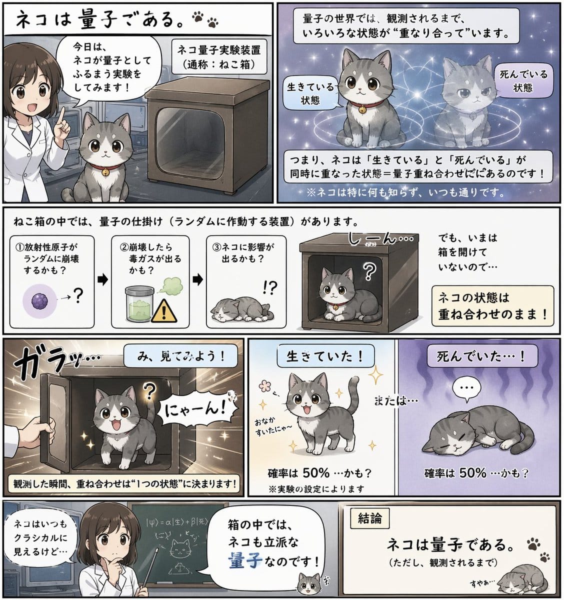 Quantum cat comic: Quantum physics fun comic generator