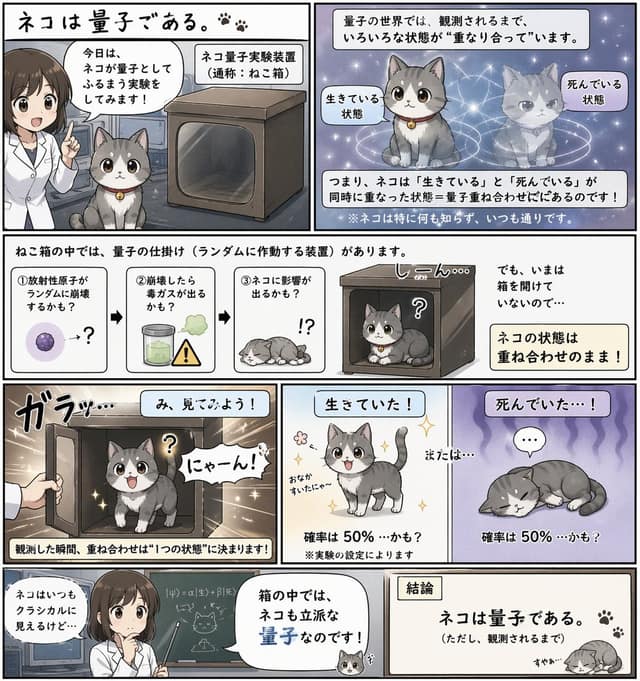 نمونهٔ 量子猫漫画：量子物理趣味漫画生成器