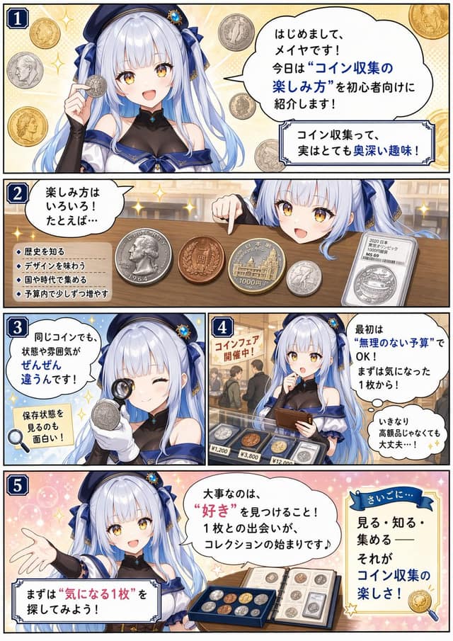 نمونهٔ 新手钱币收藏教学漫画页面 - 动漫风格入门指南