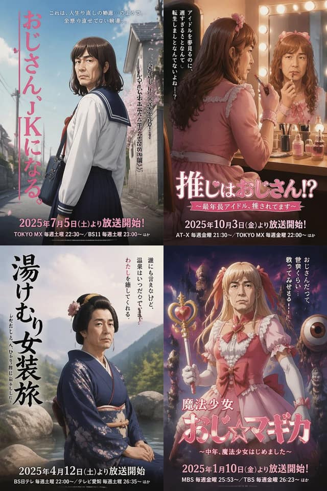 نمونهٔ 日本大叔恶搞海报：中年变身剧场