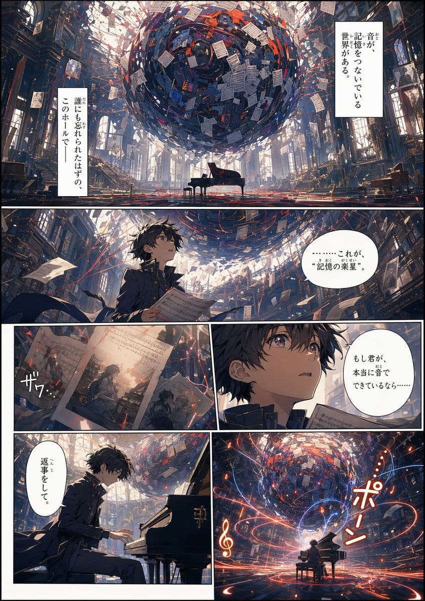 电影感漫画页生成器:记忆档案·音乐与记忆的奇幻交响