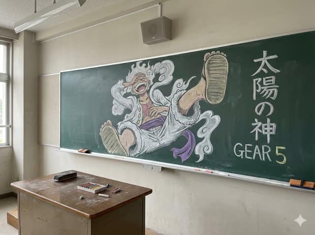 نمونهٔ 日式教室Gear 5粉笔画：超写实同人艺术