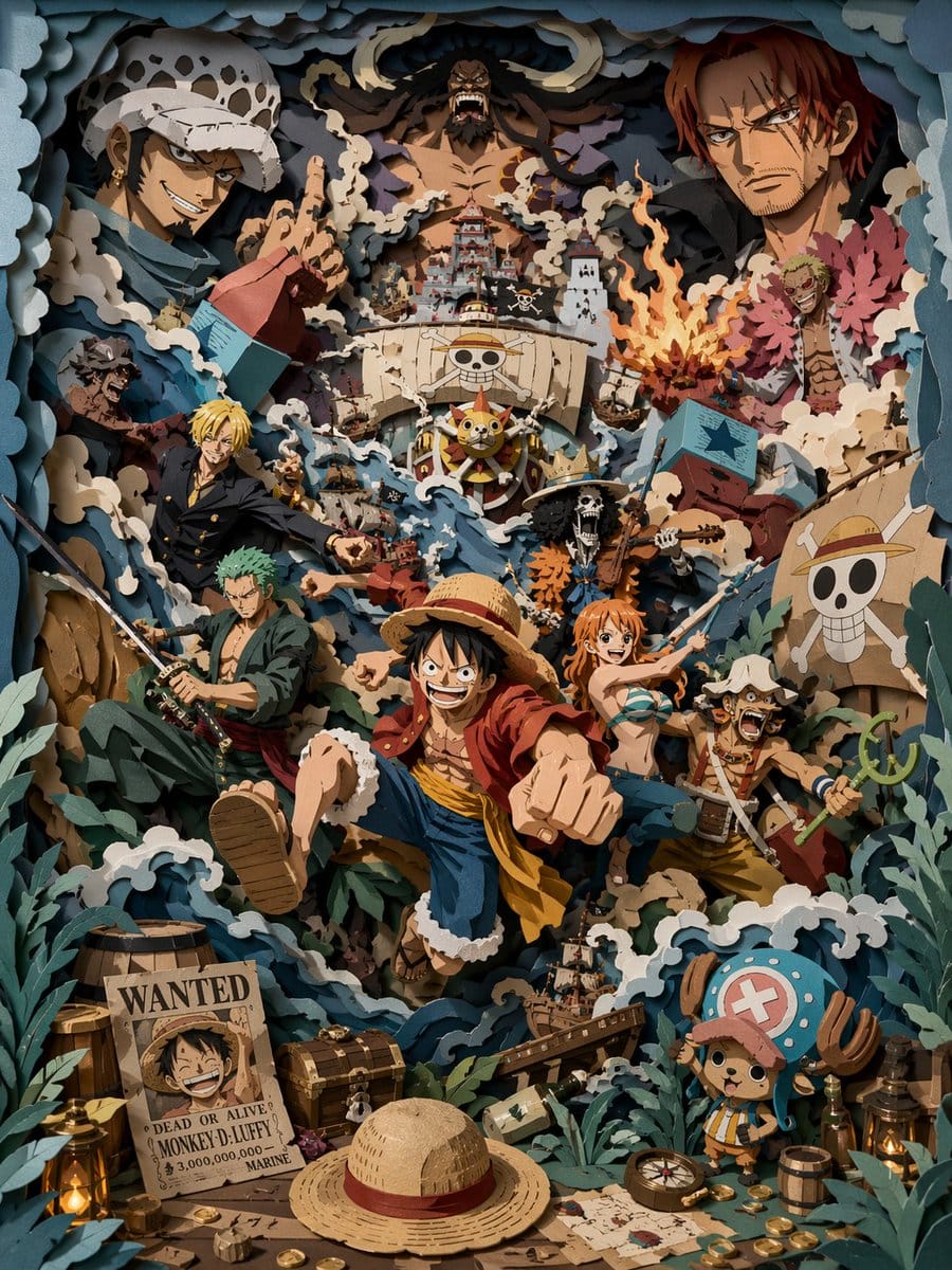 3D paper sculpture pirate adventure: three-dimensional layered scene generator