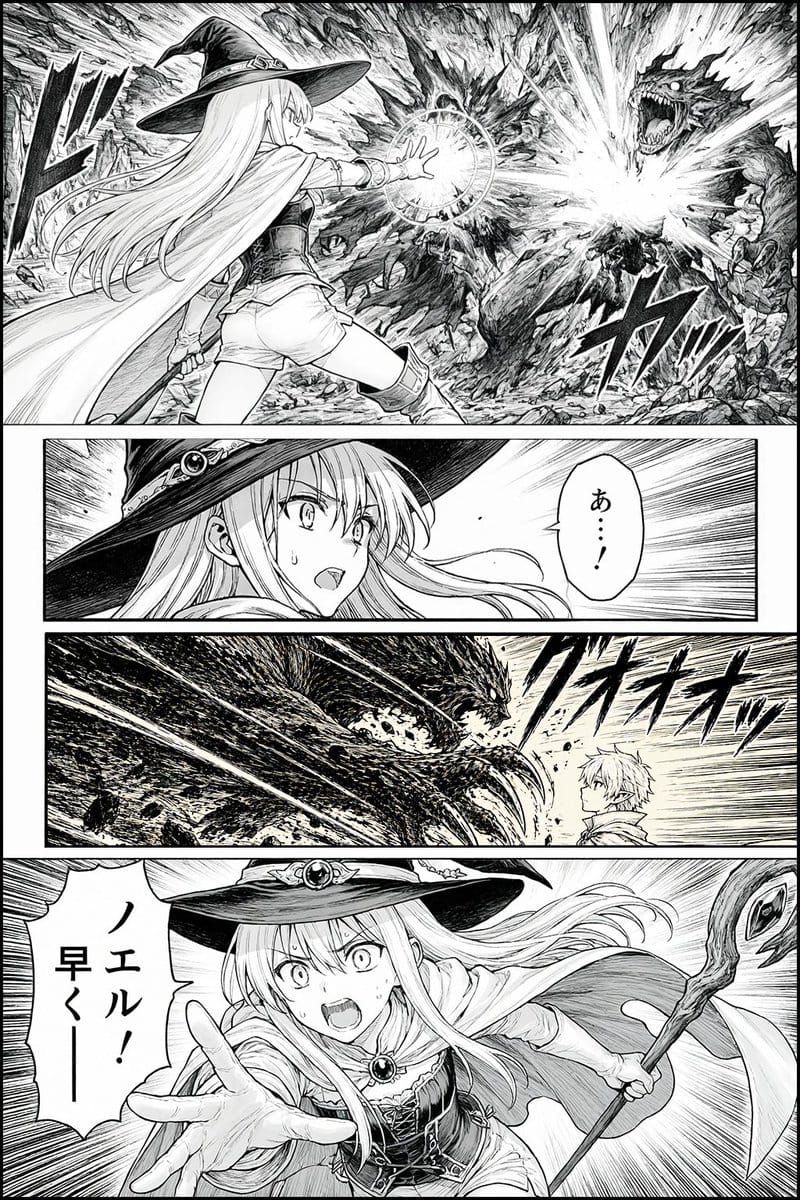 Fantasy Combat Comics Page Builder | Japanese Split Scene Composition
