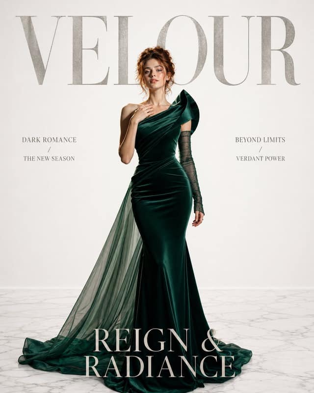 VELOUR祖母绿高定：暗黑奢华封面大片