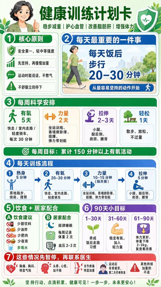 نمونهٔ 90天健康管理计划卡，从体检报告到行动路线