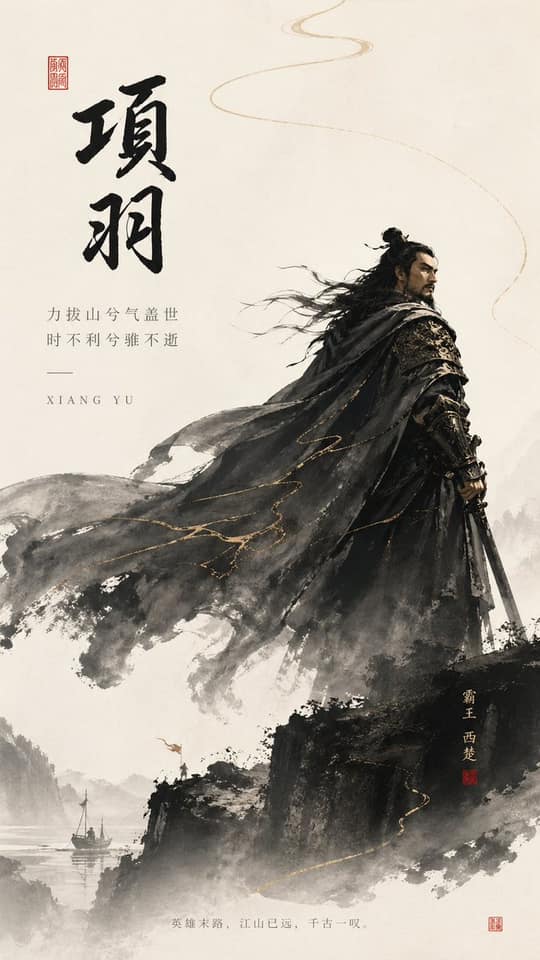 新中式极简项羽海报设计｜东方美学视觉生成