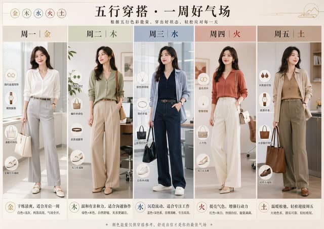 نمونهٔ 五行穿搭指南：一周职场通勤Look