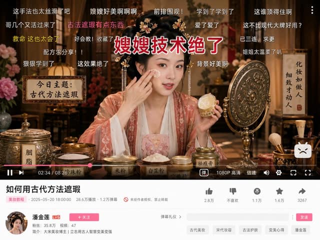 نمونهٔ 潘金莲古风美妆教程：弹幕刷屏遮瑕神技