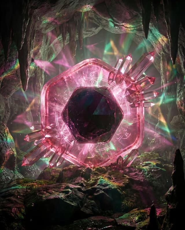 幽暗洞穴中的奇幻棱镜水晶生成术