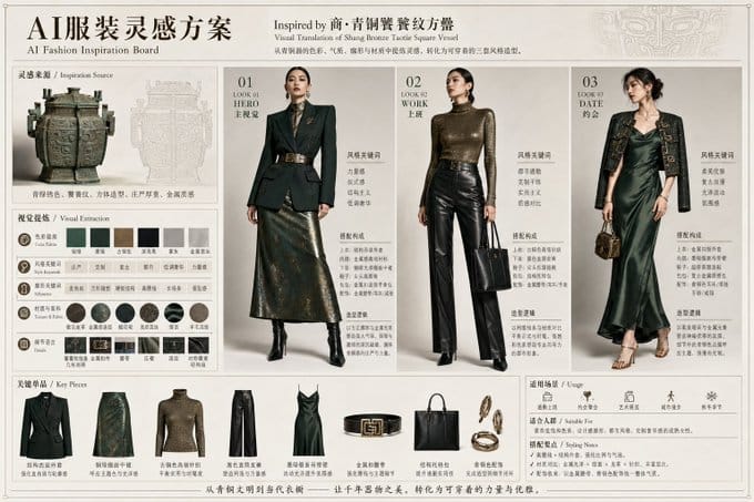 AI服装穿搭灵感方案 - 专业时尚提案板生成器