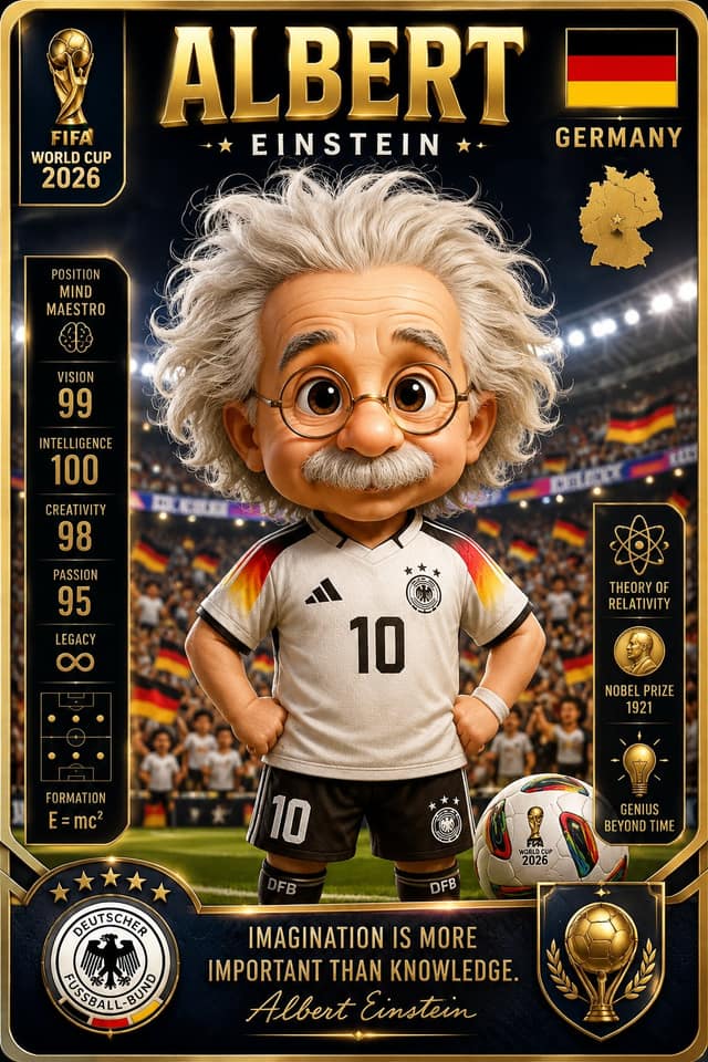 نمونهٔ 爱因斯坦Q版球星卡：德国队3D萌系收藏