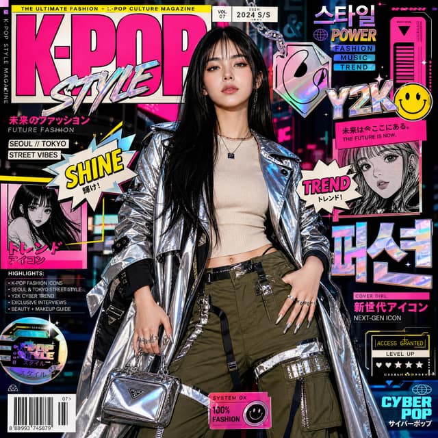 未来街头风Kpop杂志封面｜赛博时尚AI大片