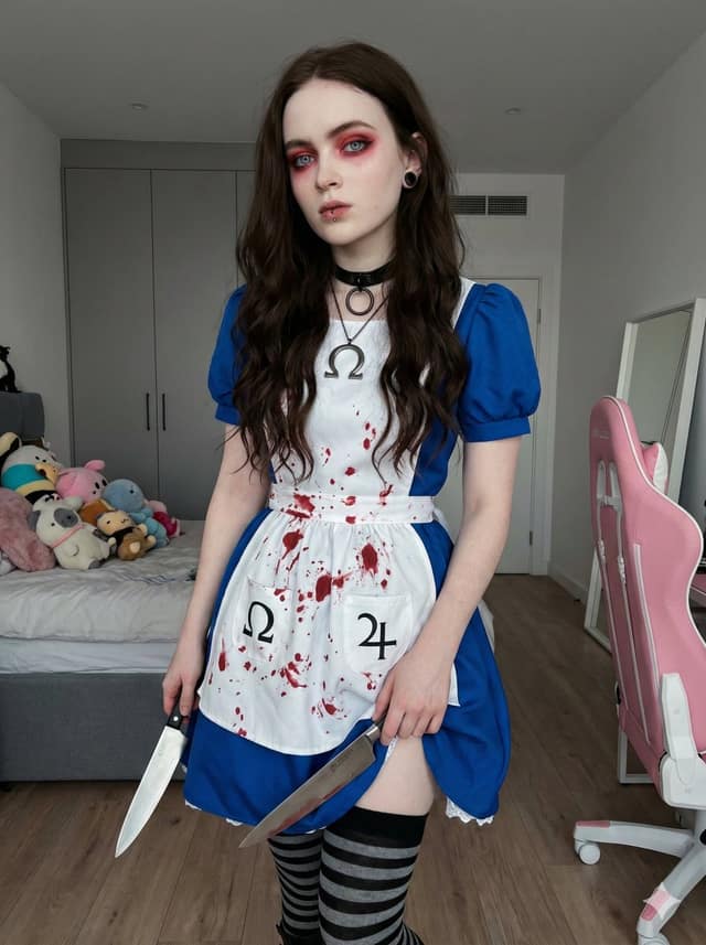 暗黑爱丽丝疯狂回归 | 持刀哥特风Cosplay写真