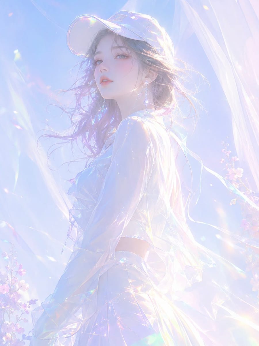 梦幻虹彩柔光半写实插画·高级时装幻想风