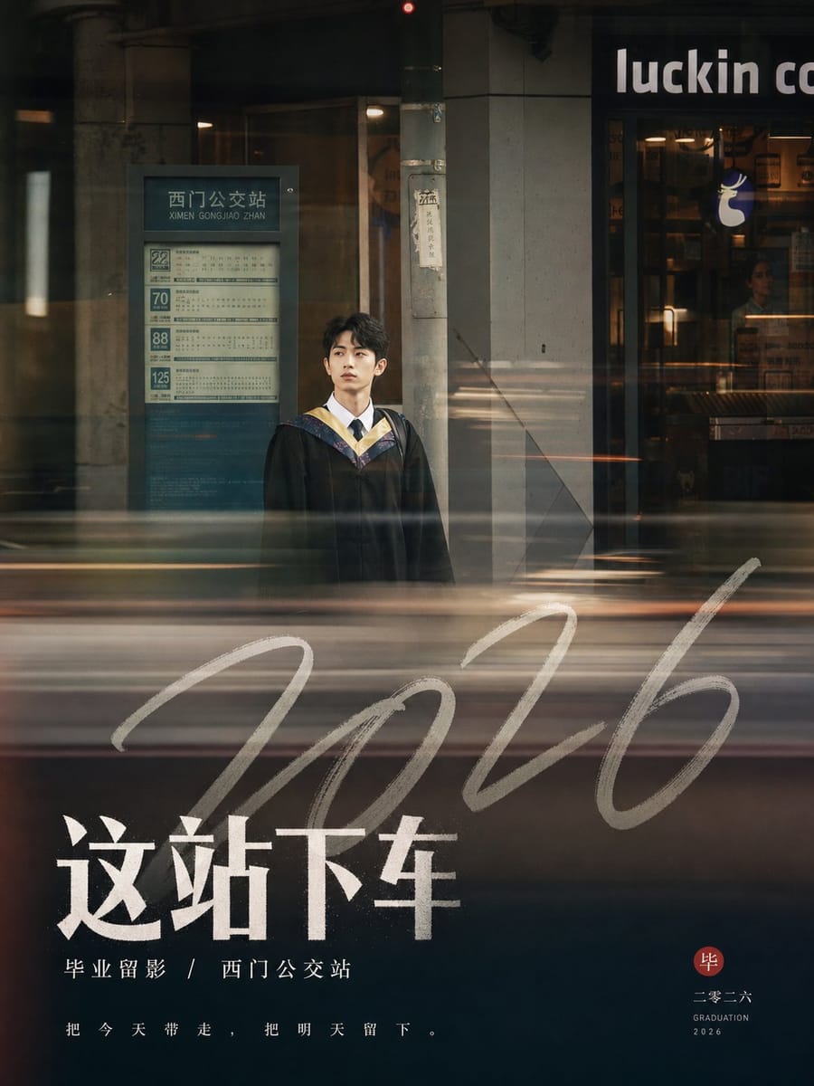 街头电影感毕业留影海报｜这站下车