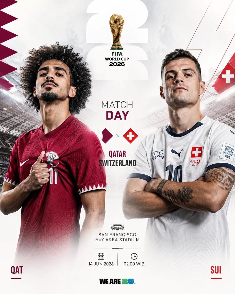 世界杯海报：卡塔尔 vs 瑞士，2026决战之夜