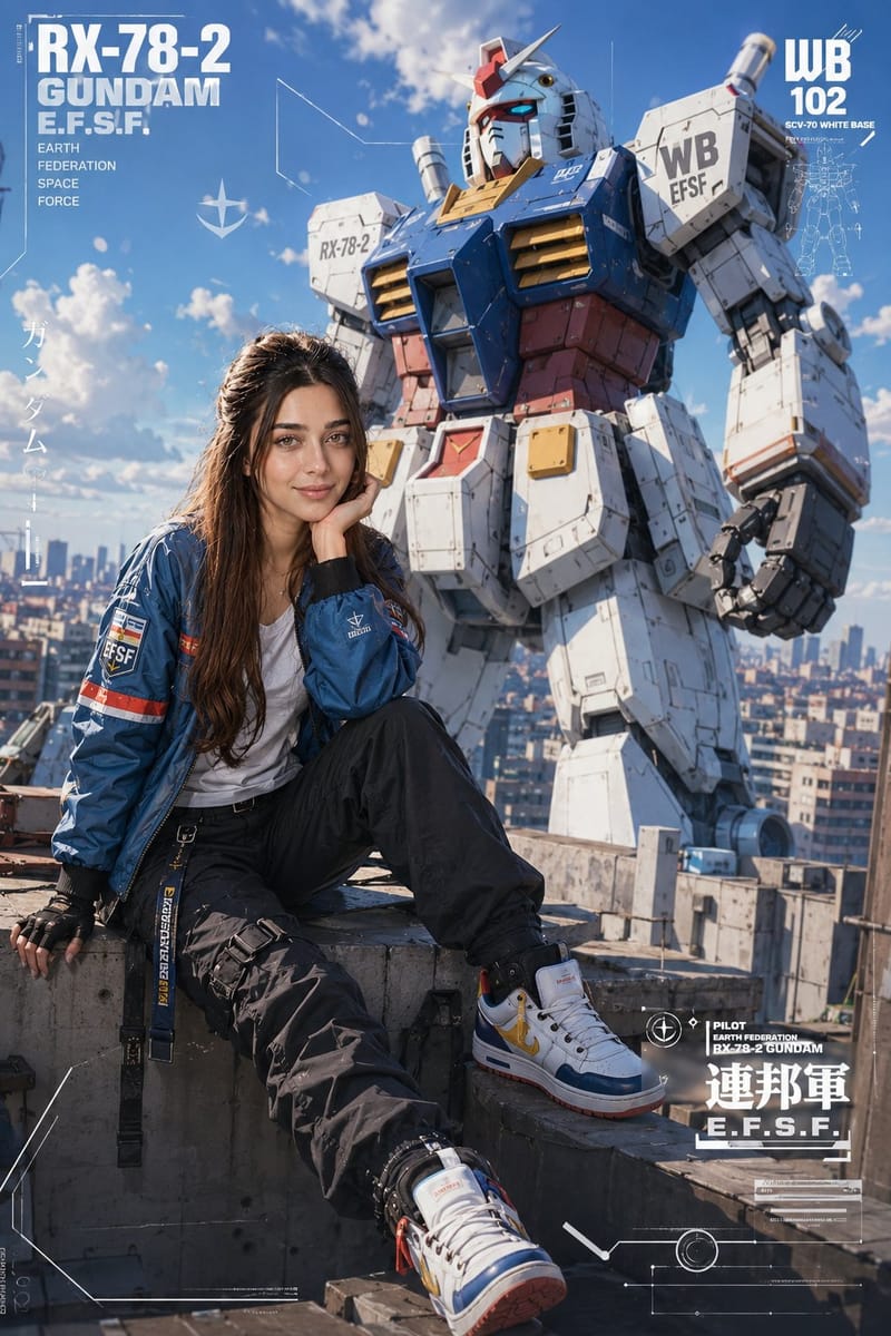 半写实动漫少女 × RX-78-2高达 | 天台科幻邂逅