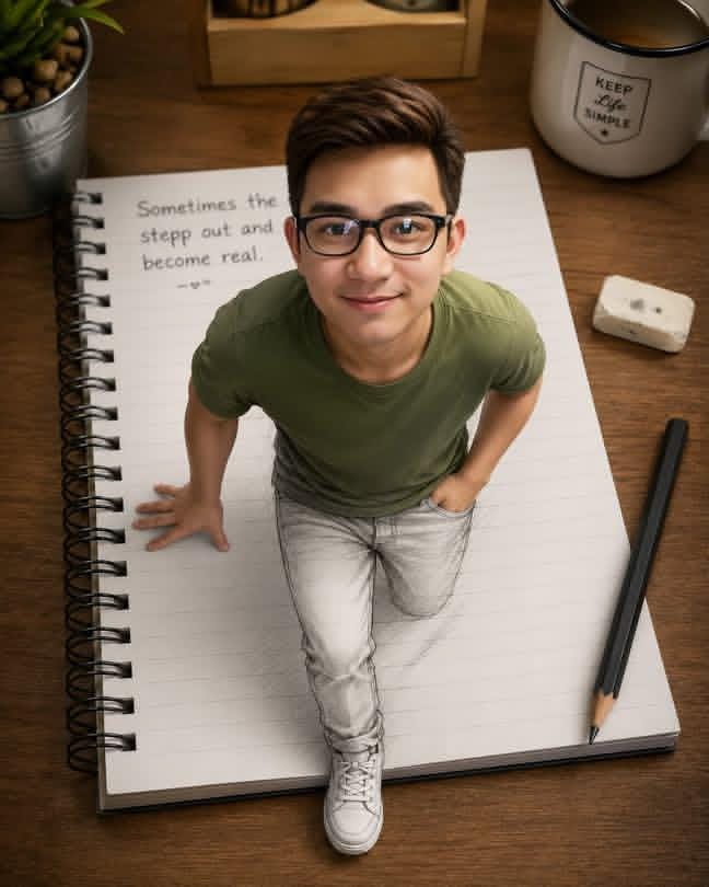3D Illusion Art: Girl Escaping from a Spiral Notebook
