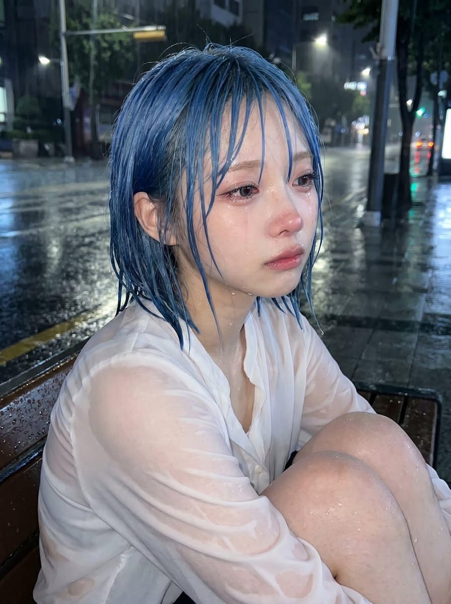 韩剧雨夜破碎感写实人像创作
