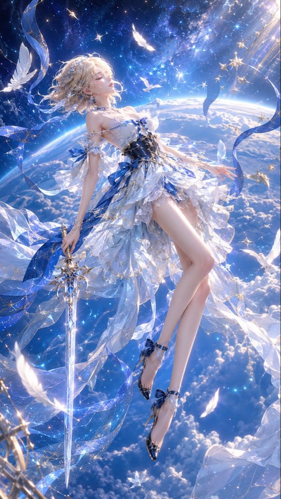 梦幻星空神女：3D CG东方幻想圣洁海报