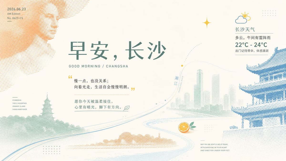 新加坡元素·治愈早安问候海报