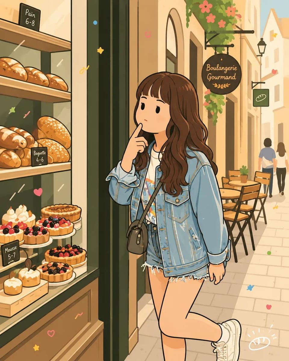 照片转治愈童话风：面包店少女手绘插画