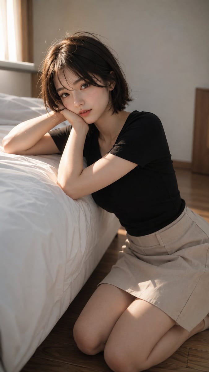 电影感人像 | 日系卧室·东亚女性忧郁氛围写真