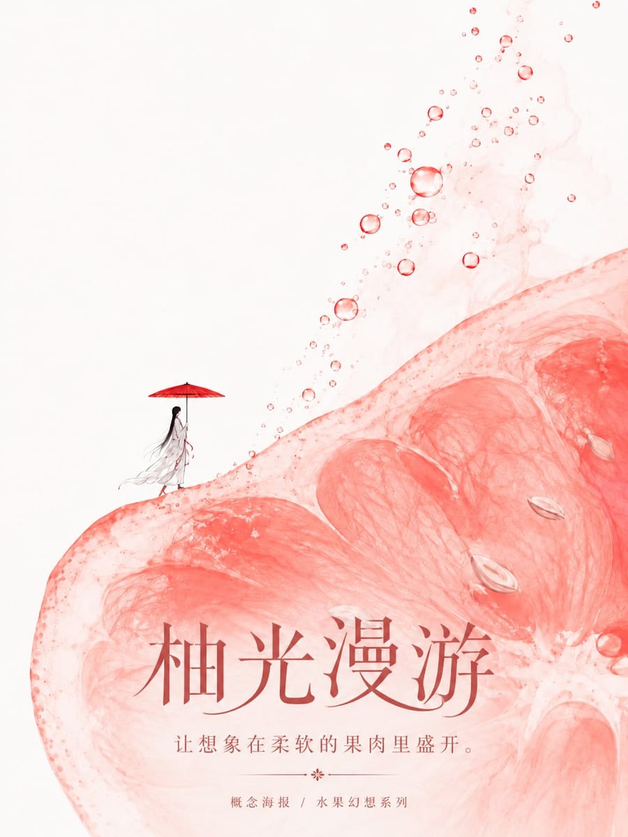 东方水彩水果幻想海报生成术