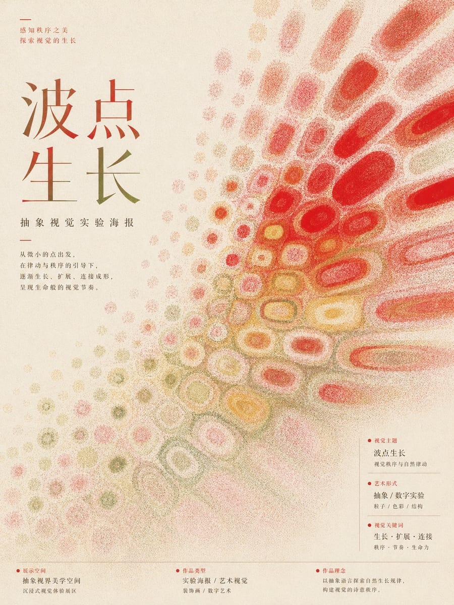 颗粒感抽象中文艺术展览海报设计提示词