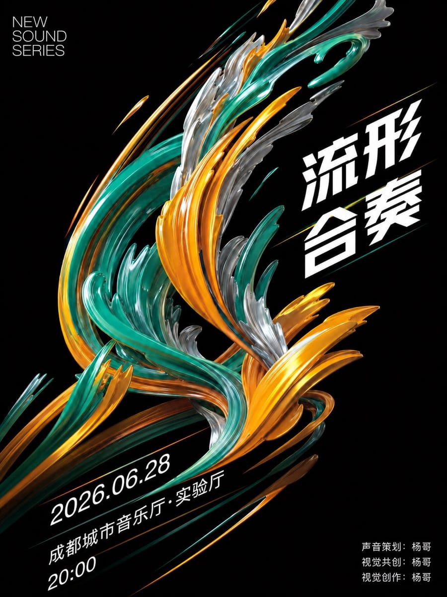 3D流体实验音乐海报 · 中文活动视觉设计