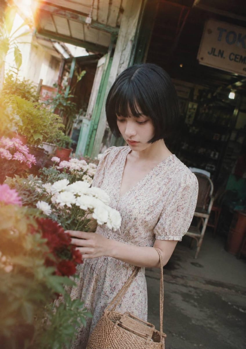 🎬 梦幻电影感 | 花店少女街头肖像写真