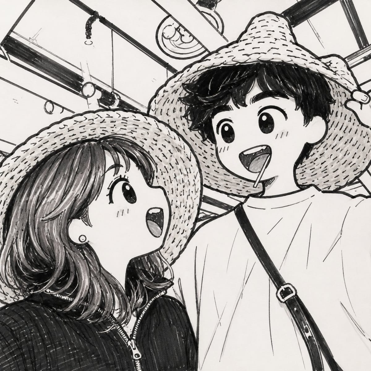 照片秒变Q版：极简马克笔黑白涂鸦插画