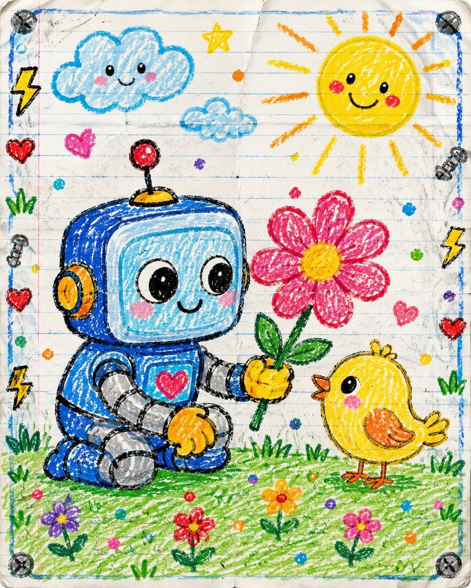 作业本蜡笔画 · 天真童趣儿童画生成