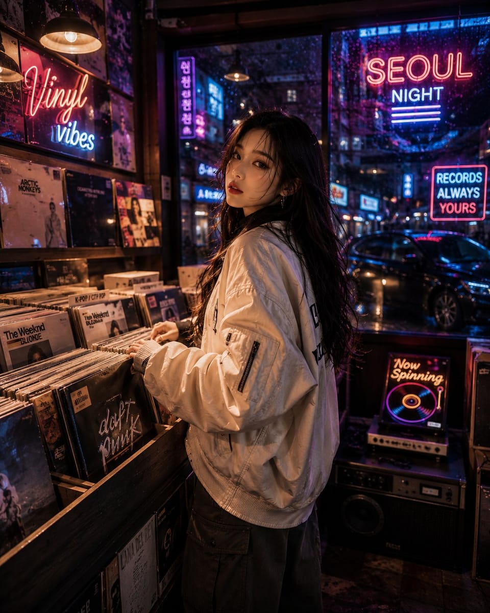 深夜黑胶唱片店·韩剧氛围感人像写真